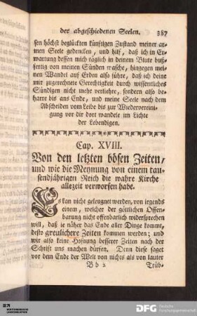 Cap. XVIII. Von den letzten bösen Zeiten...