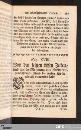 Cap. XVIII. Von den letzten bösen Zeiten...