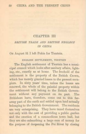 Chapter III. British trade and British neglect in China