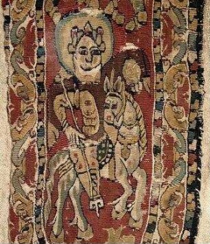 Clavus und Sigillum mit Tieren und Figuren, Buntwirkerei