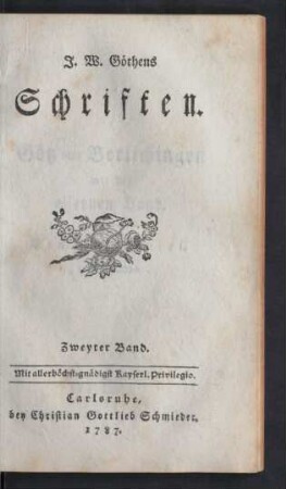 Bd. 2: J. W. Göthens Schriften