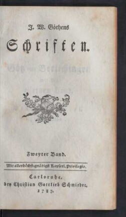 Bd. 2: J. W. Göthens Schriften