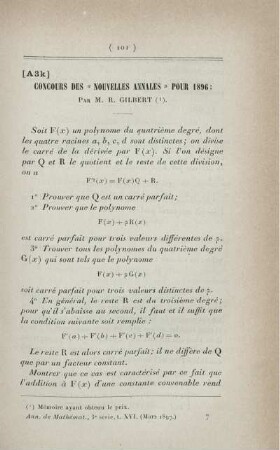 Concours des "Nouvelles Annales" pour 1896.