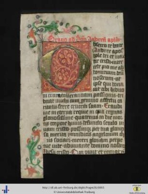 (1rv) Oracio ad sanctum Andream apostolum.