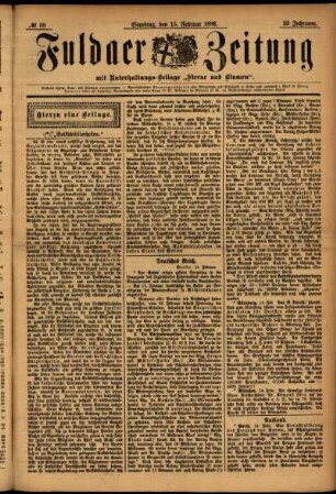 Erste Ausgabe vom Samstag, den 15. Februar 1896.