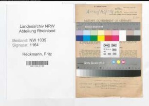 Entnazifizierung Fritz Heckmann , geb. 10.05.1906 (Angestellter)