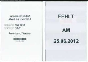 Entnazifizierung Theodor Fohrmann, geb. 18.10.1881 (Kaufmann)