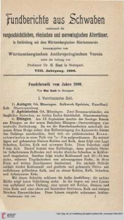 8: Fundchronik vom Jahre 1900