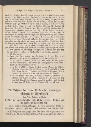 Die Mission der freien Kirchen der romanischen Schweiz in Südafrika