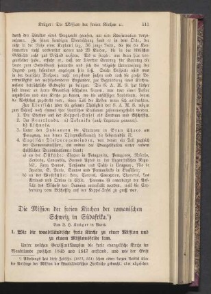 Die Mission der freien Kirchen der romanischen Schweiz in Südafrika
