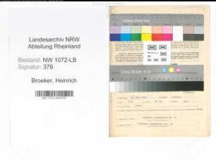 Entnazifizierung Heinrich Broeker , geb. 30.07.1882 (Kaufmann)
