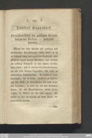 Fünftes Hauptstück. Eingeschränktheit der geselligen Empfindungen des Barbarn. - Heftigkeit derselben.