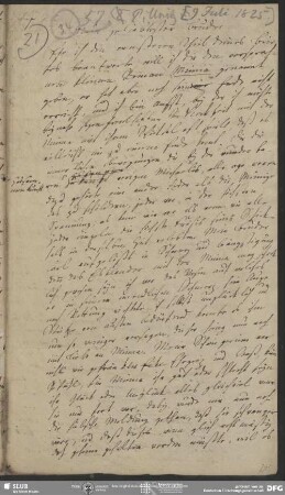 Eigenh. Brief mit Nachschrift von Ernst, Ludwig Emanuel von Charlotte Ernst an August Wilhelm von Schlegel, Pillnitz, 09.07.1825