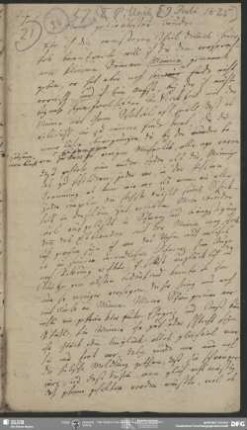 Eigenh. Brief mit Nachschrift von Ernst, Ludwig Emanuel von Charlotte Ernst an August Wilhelm von Schlegel, Pillnitz, 09.07.1825