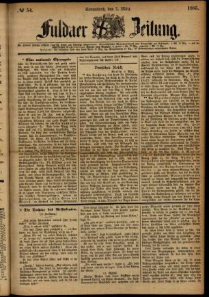 Ausgabe vom Samstag, den 07. März 1885.