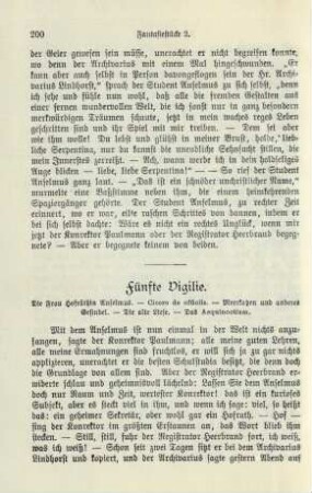Fünfte Vigilie. Die Frau Hofrätin Anselmus …