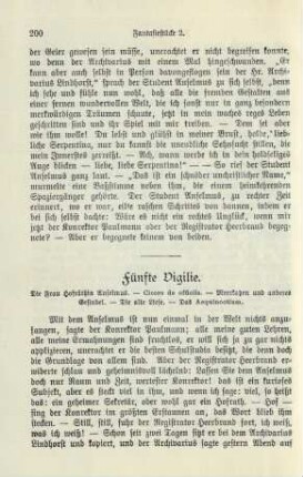 Fünfte Vigilie. Die Frau Hofrätin Anselmus …