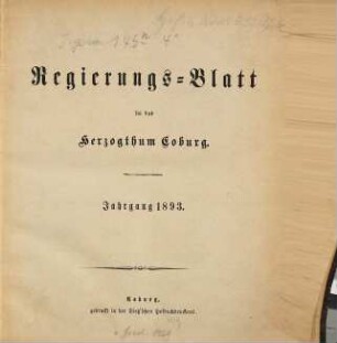 Regierungs-Blatt für das Herzogtum Coburg. 1893