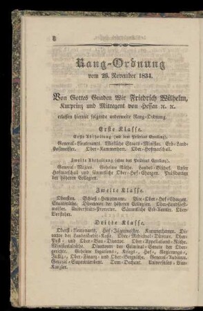 Rang-Ordnung vom 26. November 1834.