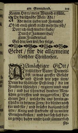 Gebet/ für die allgemeine Noth der Christenheit.
