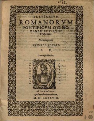 Henr. Schori Breviarium romanorum pontificum, qui romanam rexerunt ecclesiam
