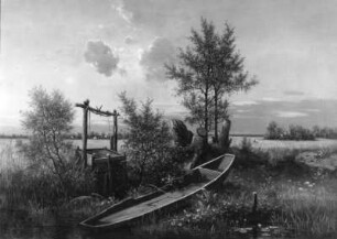 Am Weiher (Im Spreeewald) : Leonhardi, Eduard (1828-1905). Am Weiher (Im Spreeewald). Öl/Leinwand, 80 x 110 cm. Dresden: Stadtmuseum