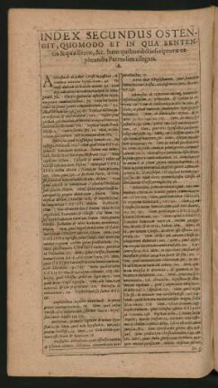Index Secundus Ostendit, Quomodo Et In Qua Sententia & quaestione, &c. Item quibus dictis scripturae explicandis Patres sint allegati.