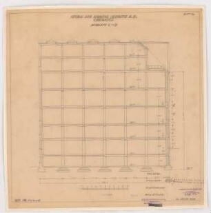 Fabrik Sigmund Goeritz AG, Chemnitz: Projekt vom 24.1.1925, Schnitt C-D 1:100