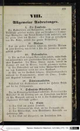 VIII. Allgemeine Andeutungen.