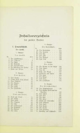Inhaltsverzeichnis des zweiten Bandes