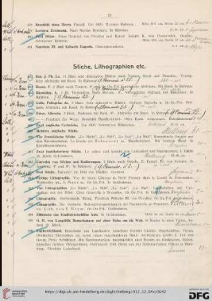 Stiche, Lithographien (Nr. 482-500)