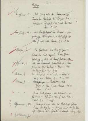 Handschriftliche Literaturliste