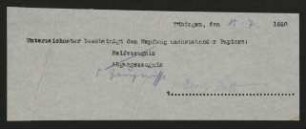Bescheinigung des Empfangs nachstehender Papiere. 15.7.1920