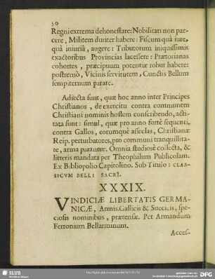 XXXIX. Vindiciae Libertatis Germanicae