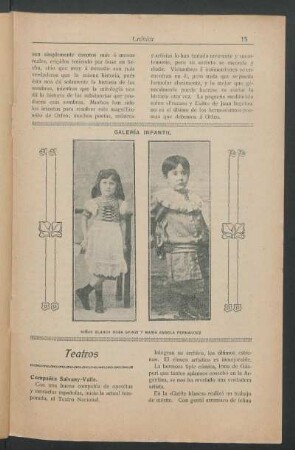 Teatros : Compañía Salvany-Valle. [y] Reuniones de antaño.