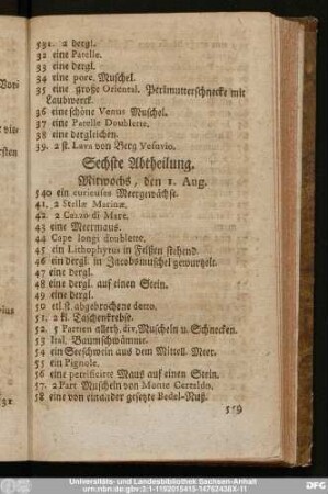 Sechste Abtheilung. Mitwochs, den 1. Aug.