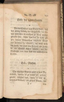 Liebe der Unterthanen