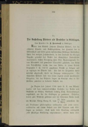 VI. Die Anstellung Pütters als Professor in Göttingen