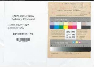 Entnazifizierung Fritz Langenbach , geb. 15.06.1893 (Baeckermeister)