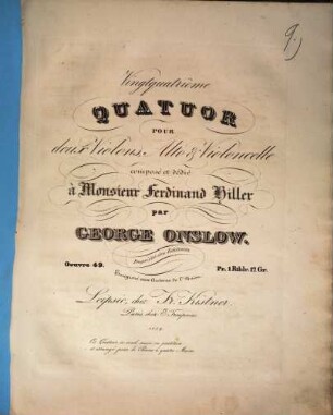 Vingtquatrième quatuor pour deux violons, alto & violoncelle : oeuvre 49