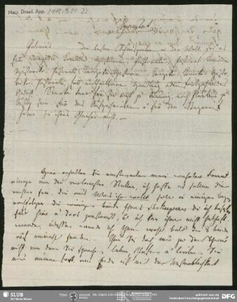 Eigenh. Brief von Unbekannt an August Wilhelm von Schlegel, o.O., ohne Datumsangabe