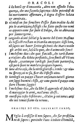 Oracoli Di Gio. Salviati Cardi.