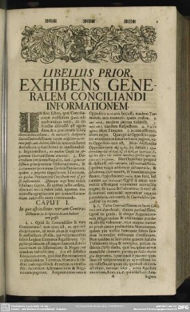 Libellus Prior, Exhibens Generalem Conciliandi Informationem