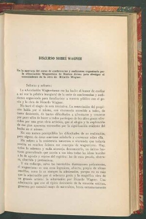 Discurso sobre Wagner