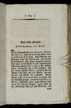 Das erste Capitel. Erdbeschreibung von Benin.