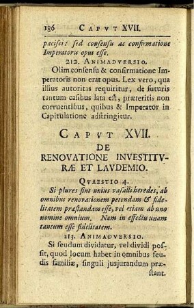 Caput XVII. De renovatione investiturae et laudemio.