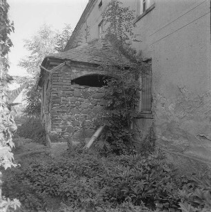 Nerchau-Würschwitz (Muldentalkreis). Dreiseithof, Nr.20 um 1880. Backofen am Wohnstallhaus