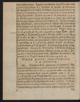 Poenae Quibus Reus Criminis L. M. Afficitur.