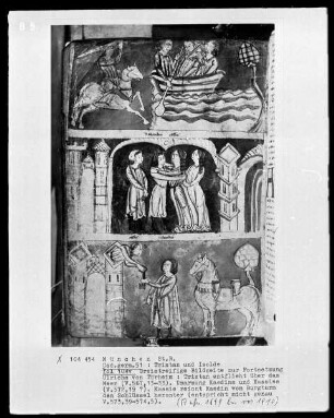 Tristan und Isolde — Dreistreifige Bildseite, Folio 104verso