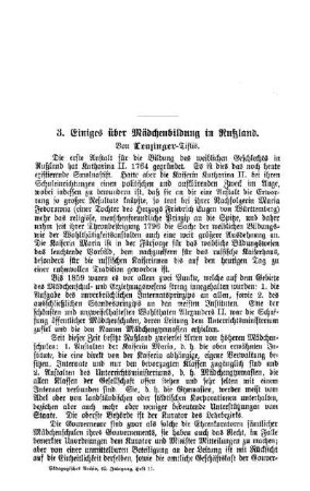 Einiges über Mädchenbildung in Rußland : Pädagogisches